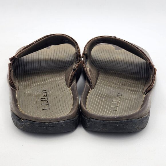 LL Bean Vintage Leather Vertigrip Slide Slip On Sandals Brown Men\'s Size 11 main image 6